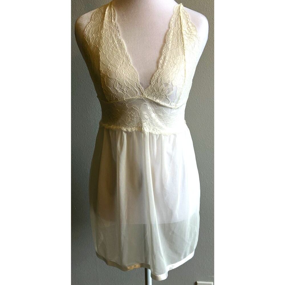 White sheer lace bodice Babydoll Night Gown Lingerie Sexy Lace bridal Fairy s